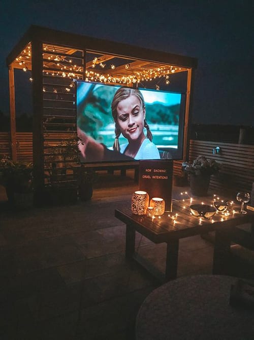 Mini proyector para terraza, cine en casa para pareja prometida